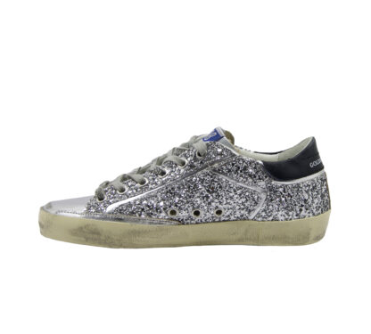 GOLDEN GOOSE DONNA Donna SNEAKERS SUPERSTAR GLITTER ARGENTO 35, 36, 37-2, 38-2, 39-2, 40, 41-2 immagine n. 3/4