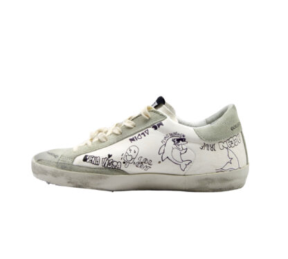 GOLDEN GOOSE DONNA CIABATTA ANATOMICA SNEAKERS SUPERSTAR BIANCO SCRITTE 36, 37-2, 38-2, 39-2, 40, 41-2 immagine n. 3/4