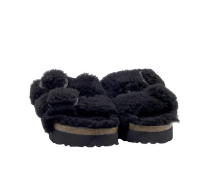 BIRKENSTOCK UNISEX Birkenstock CIABATTA ARIZONAA BIG BUCKLE TEDDY NERO 36, 37-2, 38-2, 39-2, 40, 41-2 immagine n. 2/4