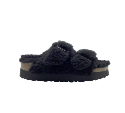 BIRKENSTOCK UNISEX Birkenstock CIABATTA ARIZONAA BIG BUCKLE TEDDY NERO 36, 37-2, 38-2, 39-2, 40, 41-2 immagine n. 1/4