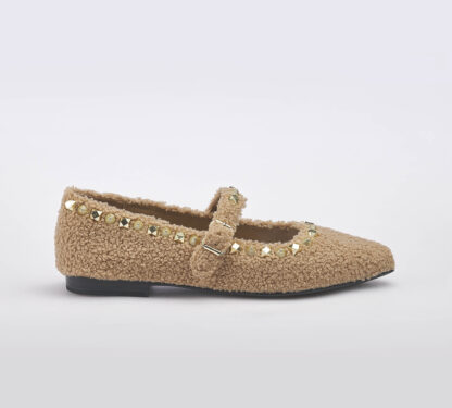 ASH DONNA Donna BALLERINA TEDDY CAMEL BORCHIE 36, 37-2, 38-2, 39-2, 40, 41-2 immagine n. 1/5