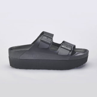 BIRKENSTOCK UNISEX CIABATTA ANATOMICA ARIZONA PLATFORM NERO FIBBIE 37-2, 39-2, 40, 41-2 immagine n. 1/5