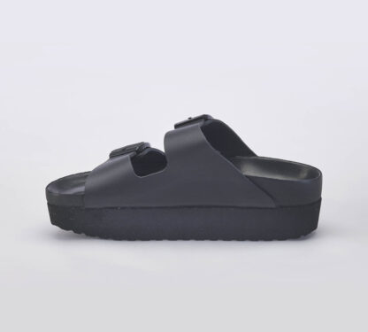 BIRKENSTOCK UNISEX CIABATTA ANATOMICA ARIZONA PLATFORM NERO FIBBIE 37-2, 39-2, 40, 41-2 immagine n. 2/5