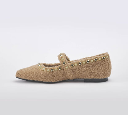 ASH DONNA Donna BALLERINA TEDDY CAMEL BORCHIE 36, 37-2, 38-2, 39-2, 40, 41-2 immagine n. 2/5