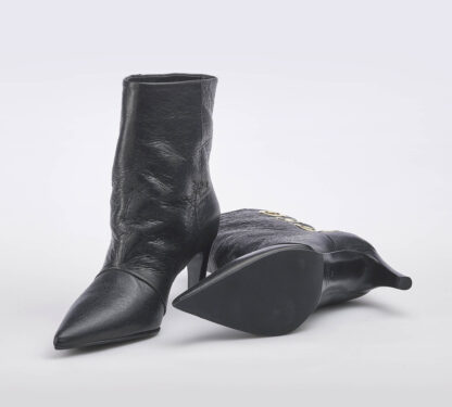 LELLA BALDI DONNA DECOLTE' STIVALETTO NERO BORCHIE 37-2, 38-2, 39-2, 40 immagine n. 5/5