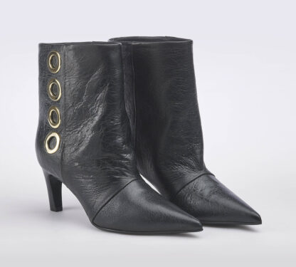 LELLA BALDI DONNA DECOLTE' STIVALETTO NERO BORCHIE 37-2, 38-2, 39-2, 40 immagine n. 3/5