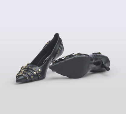 LELLA BALDI DONNA DECOLTE' DECOLTE' PELLE NERO FIBBIE 36, 37-2, 38-2, 38, 39-2, 40 immagine n. 5/5