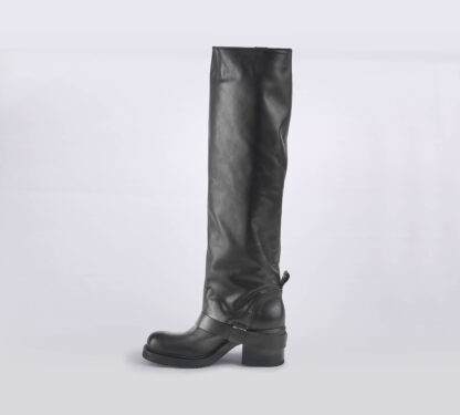 ELENA iachi DONNA Donna STIVALE BIKER PELLE NERO 37-2, 38-2, 38, 39-2, 40, 41-2 immagine n. 2/5