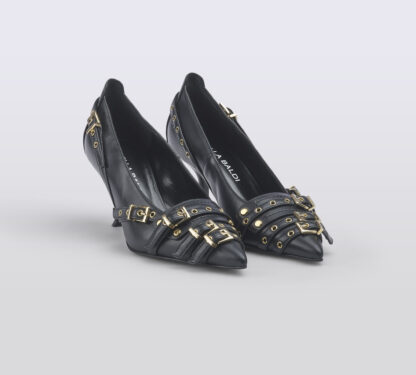 LELLA BALDI DONNA DECOLTE' DECOLTE' PELLE NERO FIBBIE 36, 37-2, 38-2, 38, 39-2, 40 immagine n. 3/5