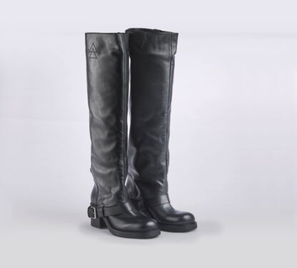 ELENA iachi DONNA Donna STIVALE BIKER PELLE NERO 37-2, 38-2, 38, 39-2, 40, 41-2 immagine n. 3/5