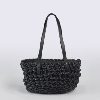 ALIENINA DONNA BORSE BORSA COTONE CERATO NERO un immagine n. 1/4