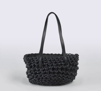 ALIENINA DONNA BORSE BORSA COTONE CERATO NERO un immagine n. 1/4