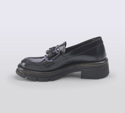 PAWELK'S DONNA Donna MOCASSINO PELLE NERO MORSETTO 36, 37-2, 38-2, 39-2, 40 immagine n. 2/5