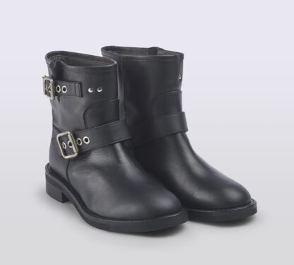 VIA ROMA 15 DONNA BIKERS BIKER CORTO PELLE NERO FIBBIE 36, 37-2, 37, 38, 39-2, 40, 41-2 immagine n. 3/5