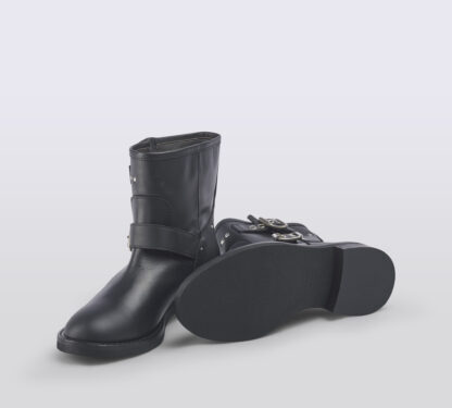 VIA ROMA 15 DONNA BIKERS BIKER CORTO PELLE NERO FIBBIE 36, 37-2, 37, 38, 39-2, 40, 41-2 immagine n. 5/5