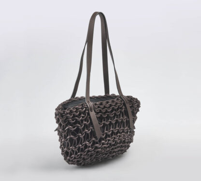 ALIENINA DONNA BORSE BORSA COTONE CERATO MORO un immagine n. 2/4