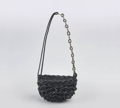 ALIENINA DONNA BORSE BORSA IN COTONE CERATO NERO un immagine n. 1/5