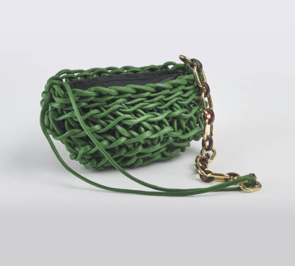 ALIENINA DONNA BORSE BORSA COTONE CERATO VERDE un immagine n. 3/5