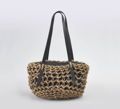 ALIENINA DONNA BORSE BORSA COTONE CERATO BISCOTTO un immagine n. 1/4