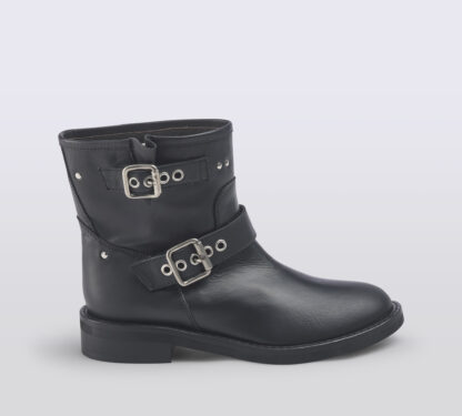 VIA ROMA 15 DONNA BIKERS BIKER CORTO PELLE NERO FIBBIE 36, 37-2, 37, 38, 39-2, 40, 41-2 immagine n. 1/5