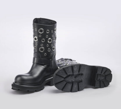 ELENA iachi DONNA BIKERS BIKER PELLE NERO BORCHIE 37-2, 37, 38-2, 40, 41-2 immagine n. 5/5