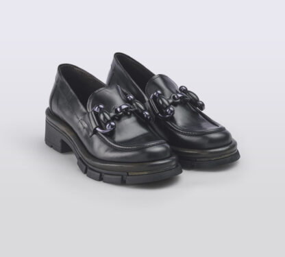 PAWELK'S DONNA Donna MOCASSINO PELLE NERO MORSETTO 36, 37-2, 38-2, 39-2, 40 immagine n. 3/5