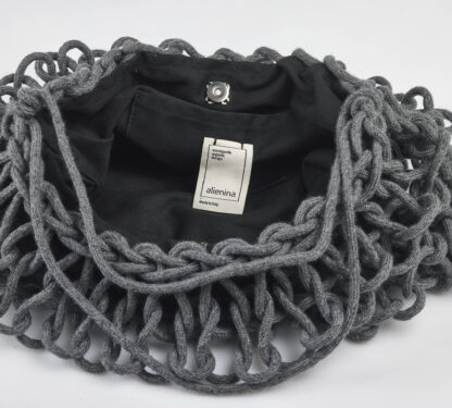 ALIENINA DONNA BORSE BORSA IN CASHMERE GRIGIO un immagine n. 4/4