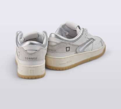 D.A.T.E UNISEX CALZATURE SNEAKERS IN PELLE BIANCO ARGENTO 36, 37-2, 38-2, 39-2, 40, 41-2 immagine n. 4/5