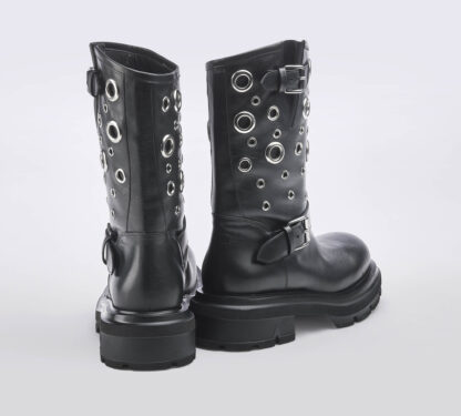 ELENA iachi DONNA BIKERS BIKER PELLE NERO BORCHIE 37-2, 37, 38-2, 40, 41-2 immagine n. 4/5