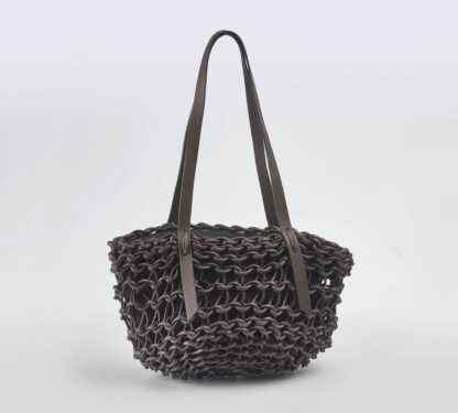 ALIENINA DONNA BORSE BORSA COTONE CERATO MORO un immagine n. 1/4