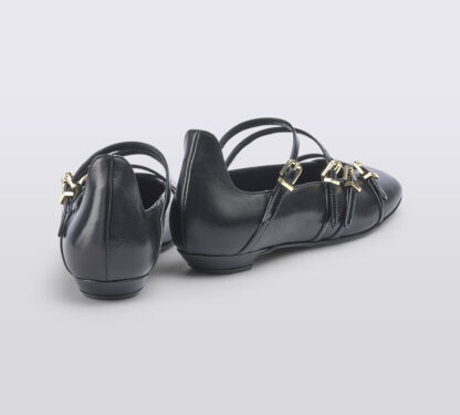 LELLA BALDI DONNA Donna MARY JANE PELLE NERO FIBBIE 37-2, 38-2, 38, 39-2, 40, 41-2 immagine n. 4/5