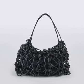 ALIENINA DONNA Donna BORSA IN COTONE CERATO NERO un immagine n. 1/4