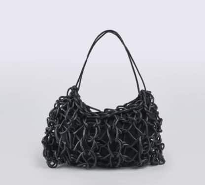 ALIENINA DONNA Donna BORSA IN COTONE CERATO NERO un immagine n. 1/4