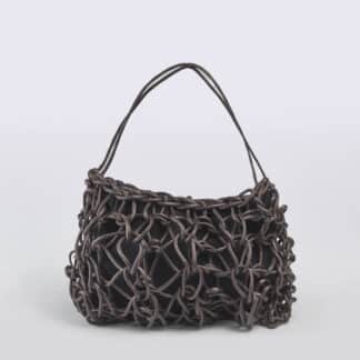 ALIENINA DONNA BORSE BORSA IN COTONE CERATO MORO un immagine n. 1/4