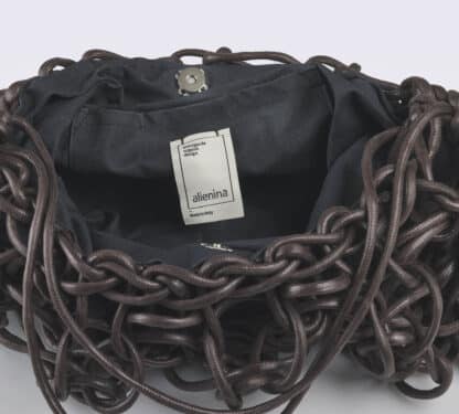 ALIENINA DONNA BORSE BORSA IN COTONE CERATO MORO un immagine n. 4/4