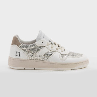 D.A.T.E DONNA Donna SNEAKERS PELLE BIANCO PLATINO 36, 37-2, 38-2, 39-2, 40, 41-2 immagine n. 1/5