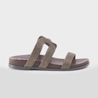 BIBI LOU DONNA Donna CIABATTA PELLE MARRONE SWAROVSKY 36, 37-2, 38-2, 39-2, 40, 41-2 immagine n. 1/5