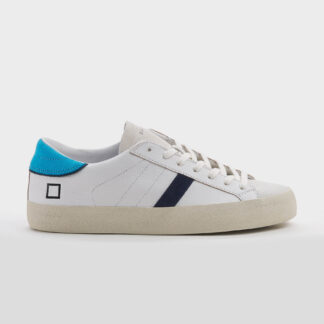 D.A.T.E UOMO CALZATURE SNEAKERS PELLE BIANCO AZZURRO 40-2, 41-2, 42, 43, 44-2, 45 immagine n. 1/5