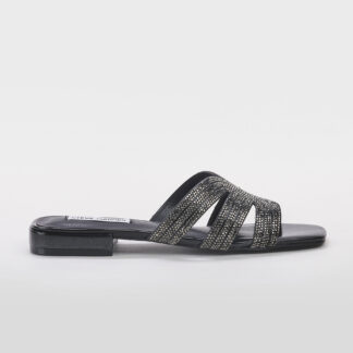 STEVE MADDEN DONNA CALZATURE CIABATTA PELLE NERO SWAROVSKY 35-2, 36, 37-2, 37, 38-2, 38, 39, 40-2 immagine n. 1/5