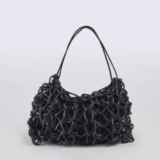 ALIENINA DONNA ACCESSORI BORSA IN COTONE CERATO NERO un immagine n. 1/4