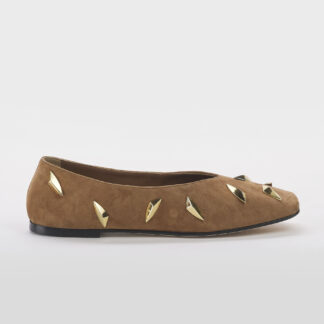 LE VIOZZI DONNA BALLERINA BALLERINA CAMOSCIO CUOIO BORCHIE 36, 37-2, 37, 38-2, 39, 40-2, 41-2 immagine n. 1/5