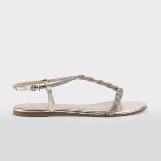 NINALILOU DONNA CALZATURE SANDALO PLATINO TRECCIA SWAROVSKY 37-2, 37, 38-2, 39, 41-2 immagine n. 1/5