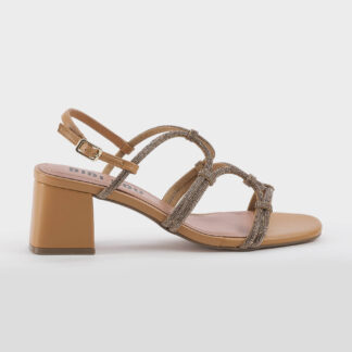 BIBI LOU DONNA CALZATURE SANDALO PELLE CAMEL SWAROVSKY 36, 37-2, 38-2, 39, 41-2 immagine n. 1/5