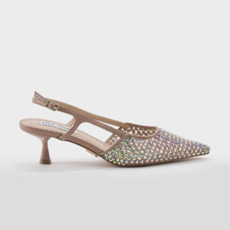 STEVE MADDEN DONNA CALZATURE SLING BACK PELLE NUDE SWAROVSKY 35-2, 36, 37-2, 37, 38-2, 38, 41-2 immagine n. 1/5