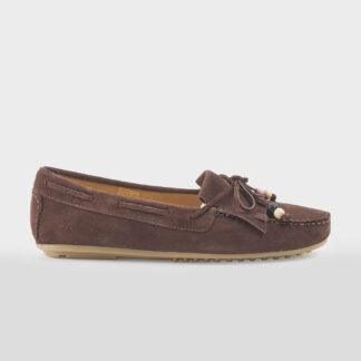 LE(S)CHICHES DONNA CALZATURE MOCASSINO FRANGE CAMOSCIO MARRONE 37-2, 38-2, 39, 40-2, 41-2 immagine n. 1/5