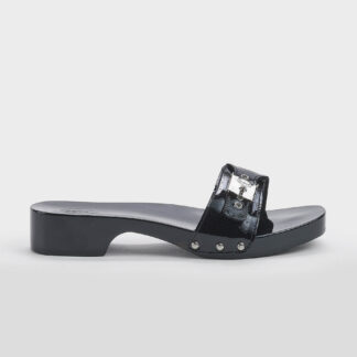 SCHOLL DONNA CALZATURE ZOCCOLO VERNICE NERO 36, 37-2, 38-2, 39, 40-2, 41-2 immagine n. 1/5