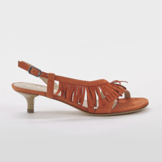 STRATEGIA DONNA CALZATURE SANDALO CAMOSCIO MANDARINO FRANGE 36, 37-2, 38-2, 38, 39, 40-2, 41-2 immagine n. 1/5