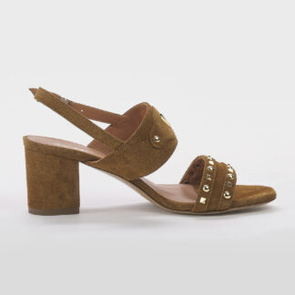 VIA ROMA 15 DONNA CALZATURE SANDALO CAMOSCIO CUOIO BORCHIE 36, 37-2, 37, 38-2, 38, 39, 40-2 immagine n. 1/5