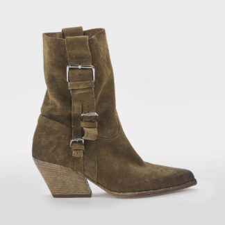 ELENA IACHI DONNA CALZATURE TEXANO 3/4 CAMOSCIO FANGO FIBBIE 36, 37-2, 37, 38-2 immagine n. 1/5