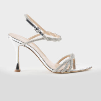 NINALILOU DONNA CALZATURE SANDALO TRECCIA ARGENTO SWAROVSKY 35, 36, 37-2, 37, 39, 40-2 immagine n. 1/5